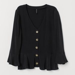 H&M Divided Black Ruffled Top